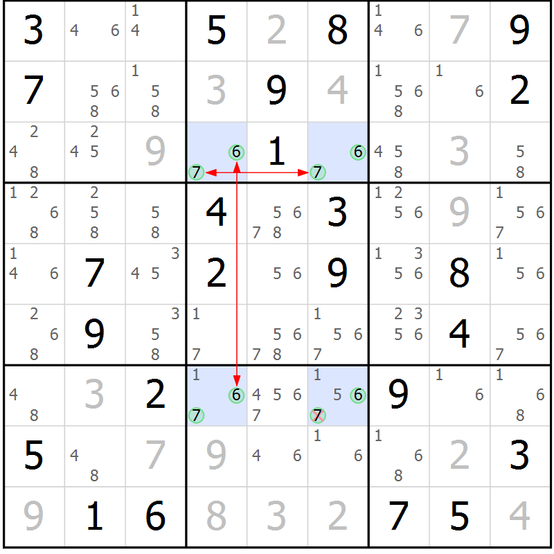 Position des candidats pour la solution de la Gr 45 page 48 du magazine de sudoku Suprême n° 023