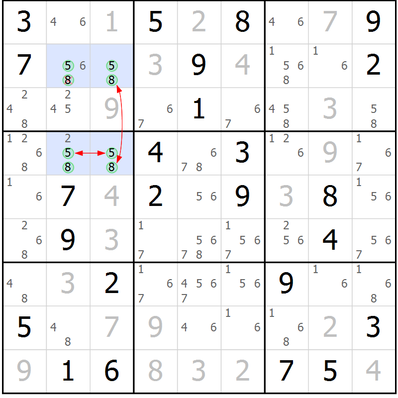 Position des candidats pour la solution de la Gr 45 page 48 du magazine de sudoku Suprême n° 023