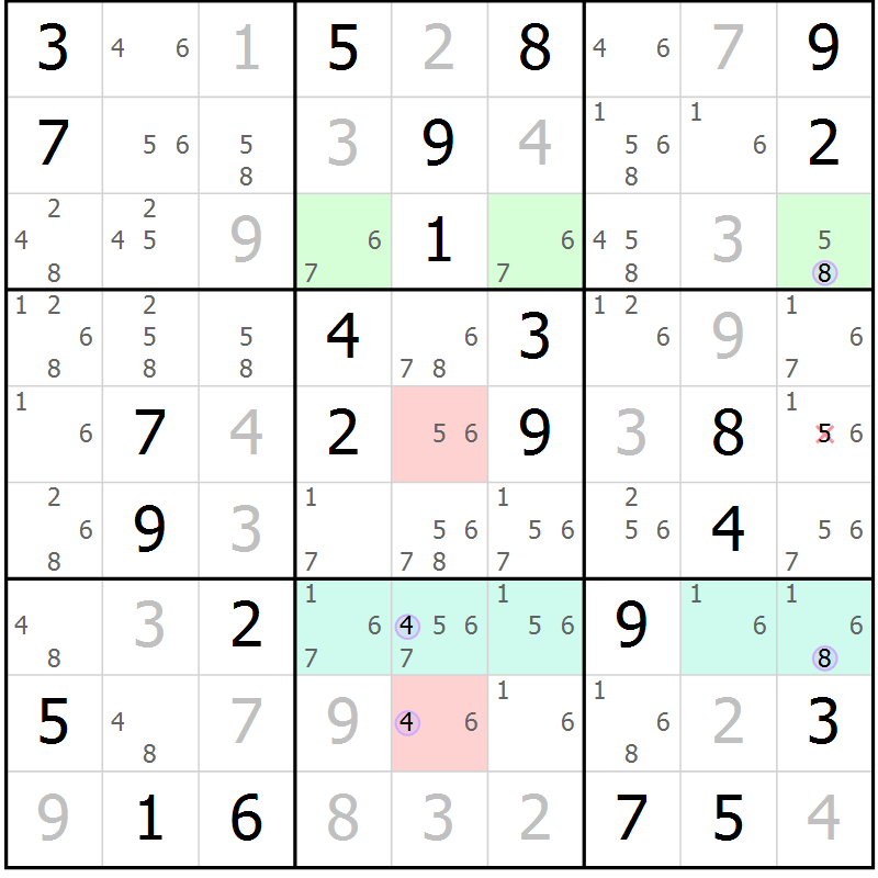 Position des candidats pour la solution de la Gr 45 page 48 du magazine de sudoku Suprême n° 023