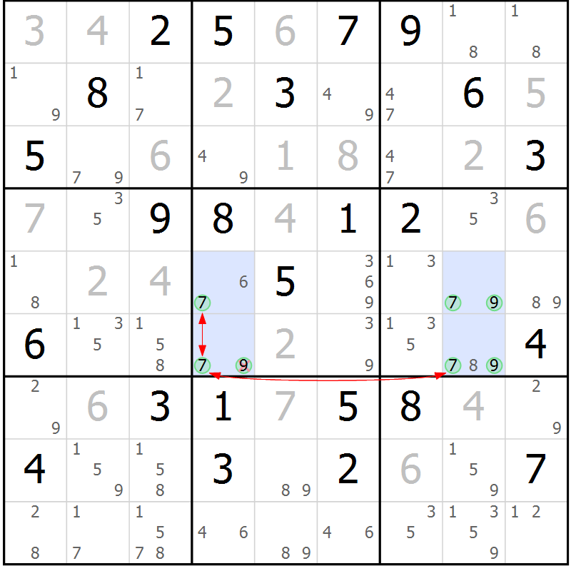 Position des candidats pour la solution de la Gr 46 page 49 du magazine de sudoku Suprême n° 023