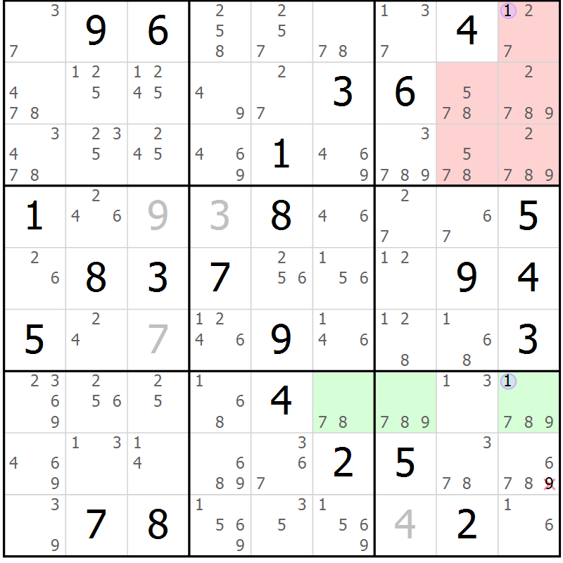 Position des candidats pour la solution de la Gr 47 page 50 du magazine de sudoku Suprême n° 023