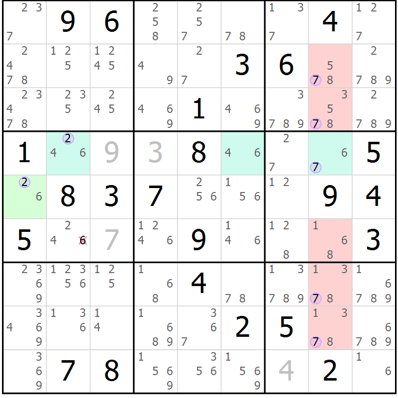 Position des candidats pour la solution de la Gr 47 page 50 du magazine de sudoku Suprême n° 023