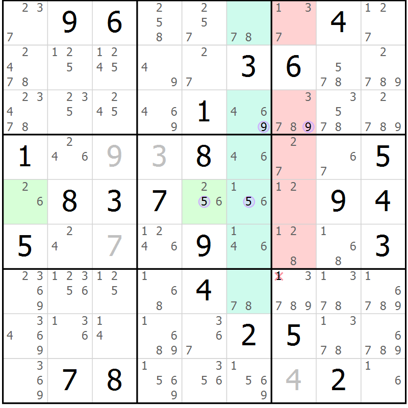 Position des candidats pour la solution de la Gr 47 page 50 du magazine de sudoku Suprême n° 023