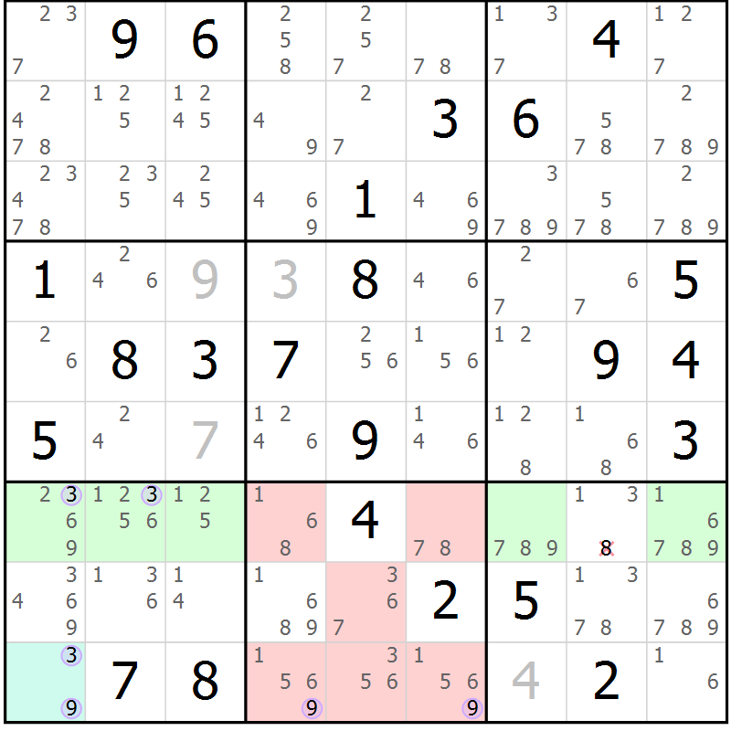 Position des candidats pour la solution de la Gr 47 page 50 du magazine de sudoku Suprême n° 023