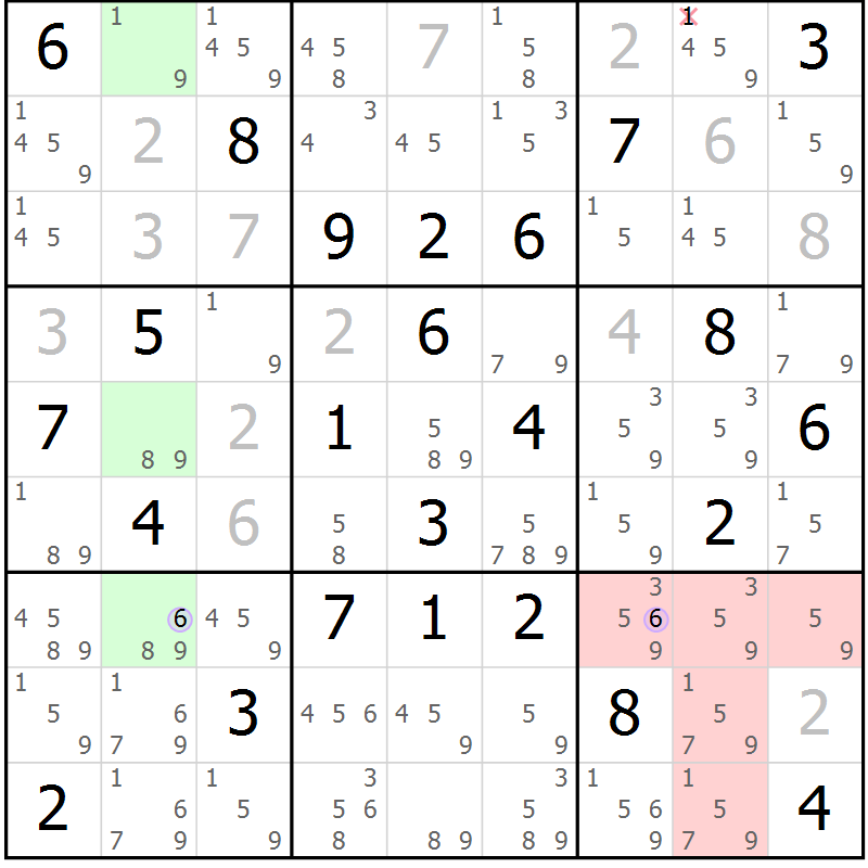 Position des candidats pour la solution de la Gr 48 page 51 du magazine de sudoku Suprême n° 023