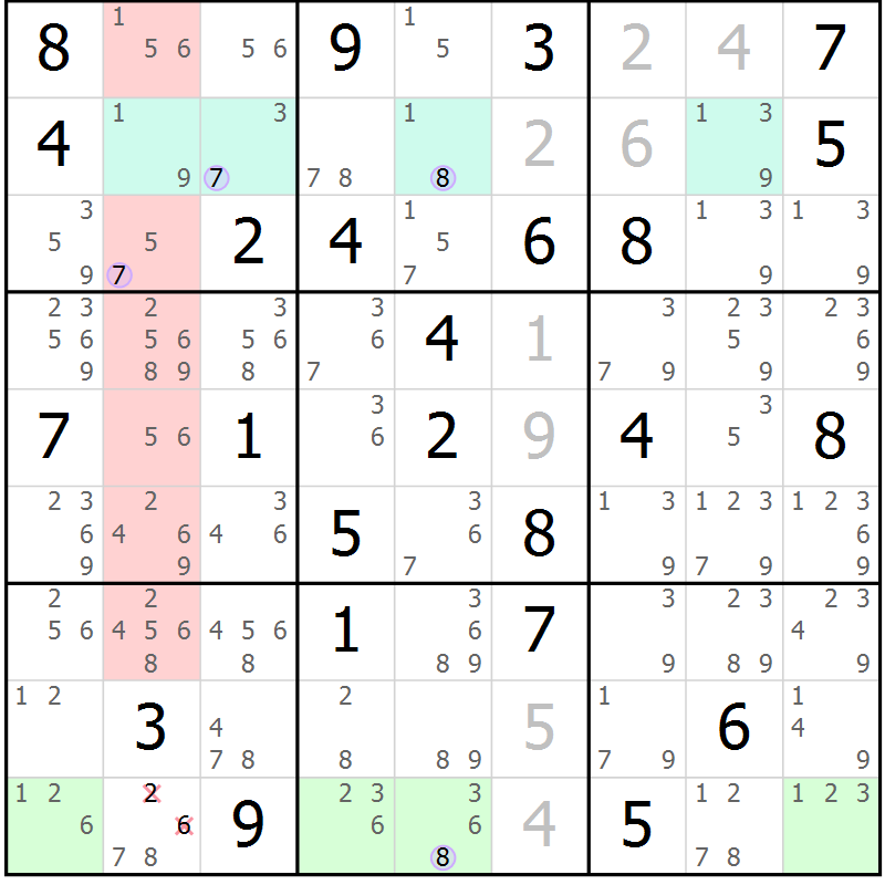Position des candidats pour la solution de la Gr 49 page 52 du magazine de sudoku Suprême n° 023