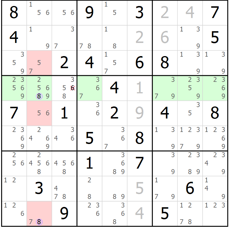 Position des candidats pour la solution de la Gr 49 page 52 du magazine de sudoku Suprême n° 023