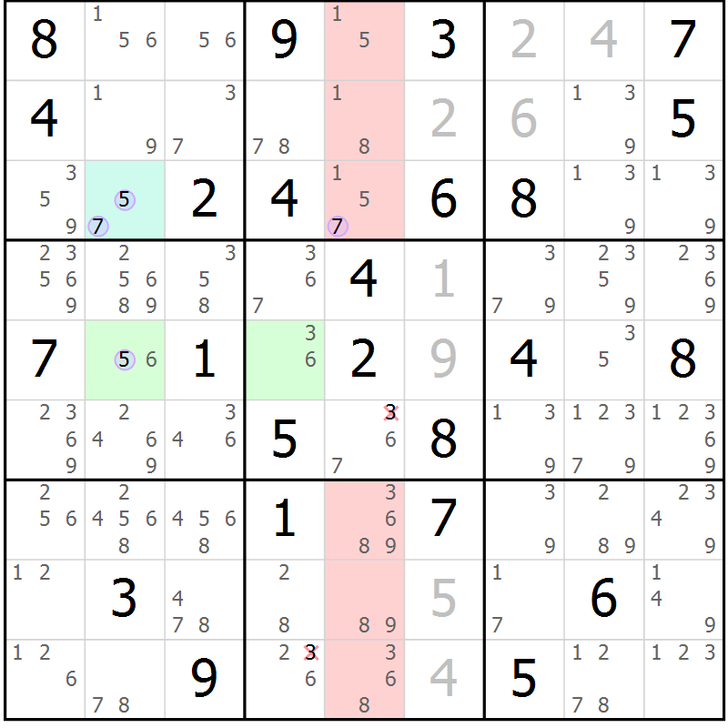 Position des candidats pour la solution de la Gr 49 page 52 du magazine de sudoku Suprême n° 023