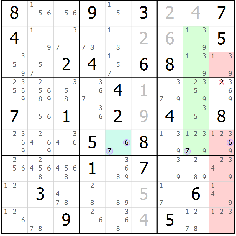 Position des candidats pour la solution de la Gr 49 page 52 du magazine de sudoku Suprême n° 023