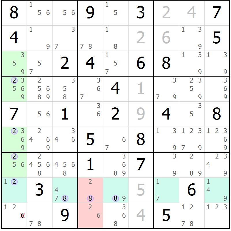 Position des candidats pour la solution de la Gr 49 page 52 du magazine de sudoku Suprême n° 023