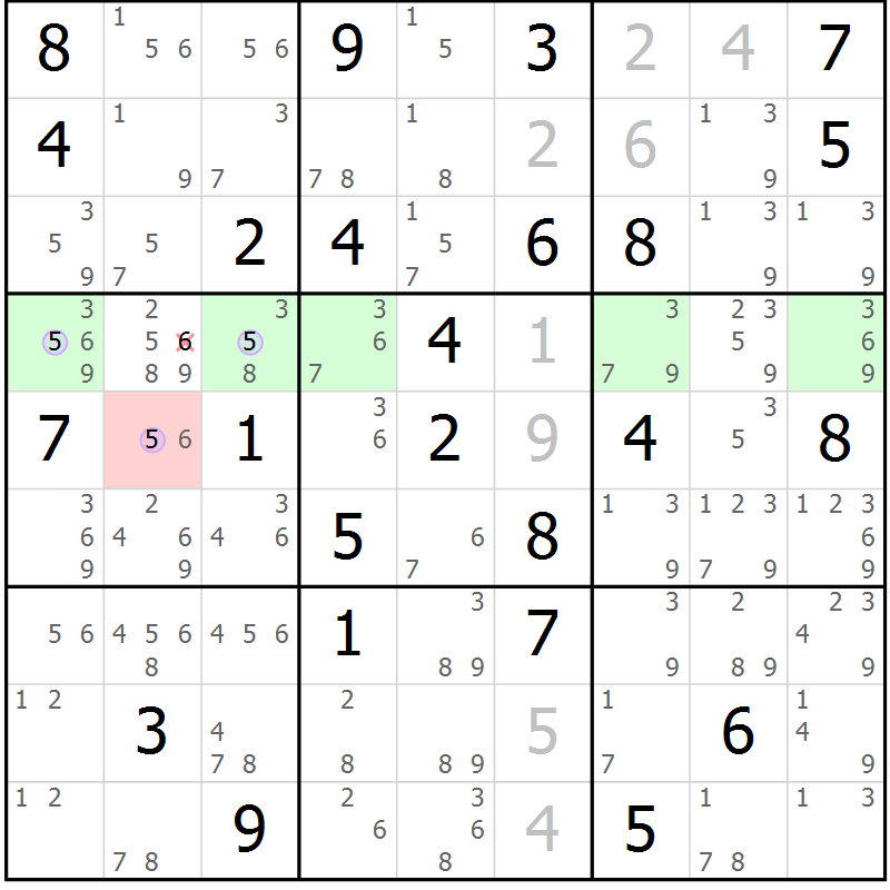 Position des candidats pour la solution de la Gr 49 page 52 du magazine de sudoku Suprême n° 023