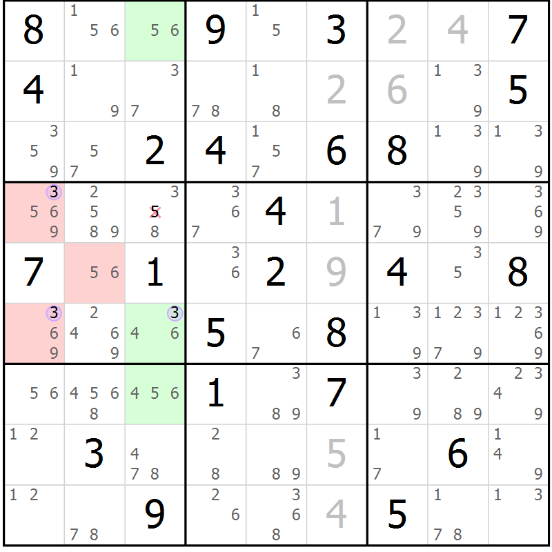 Position des candidats pour la solution de la Gr 49 page 52 du magazine de sudoku Suprême n° 023