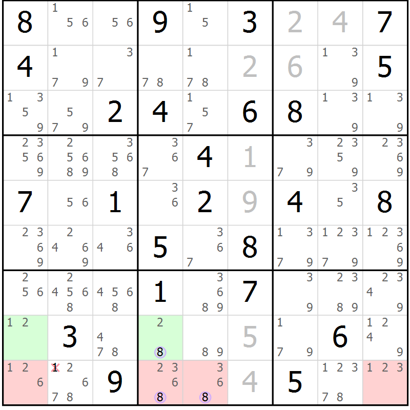 Position des candidats pour la solution de la Gr 49 page 52 du magazine de sudoku Suprême n° 023