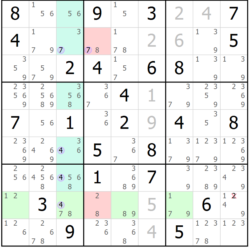 Position des candidats pour la solution de la Gr 49 page 52 du magazine de sudoku Suprême n° 023