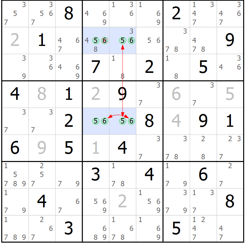 Position des candidats pour la solution de la Gr 50 page 53 du magazine de sudoku Suprême n° 023