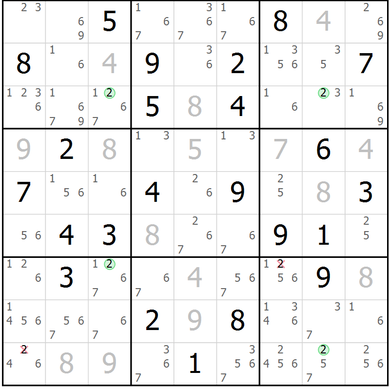 Position des candidats pour la solution de la Gr 52 page 55 du magazine de sudoku Suprême n° 023