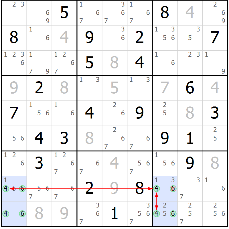 Position des candidats pour la solution de la Gr 52 page 55 du magazine de sudoku Suprême n° 023