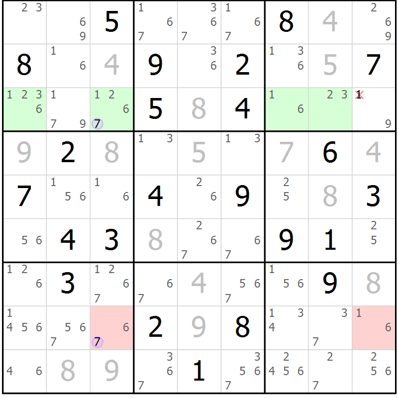 Position des candidats pour la solution de la Gr 52 page 55 du magazine de sudoku Suprême n° 023