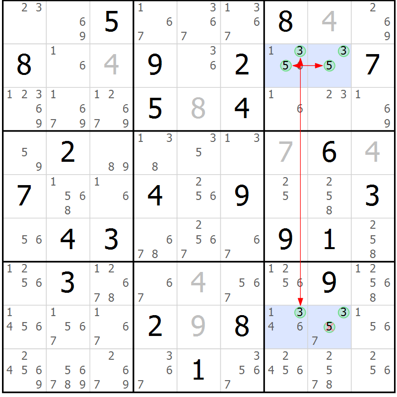 Position des candidats pour la solution de la Gr 52 page 55 du magazine de sudoku Suprême n° 023