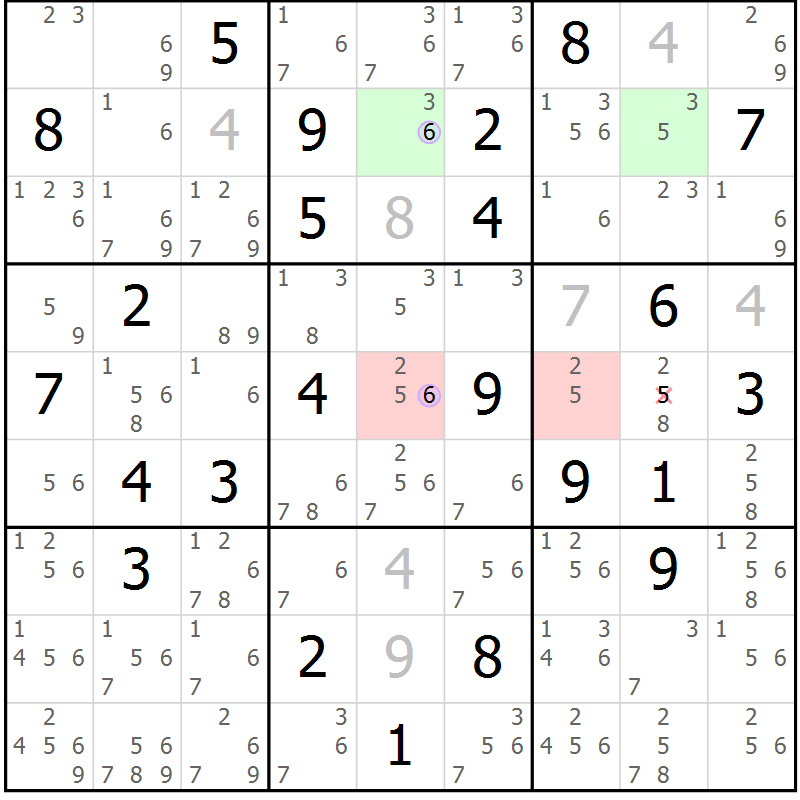 Position des candidats pour la solution de la Gr 52 page 55 du magazine de sudoku Suprême n° 023