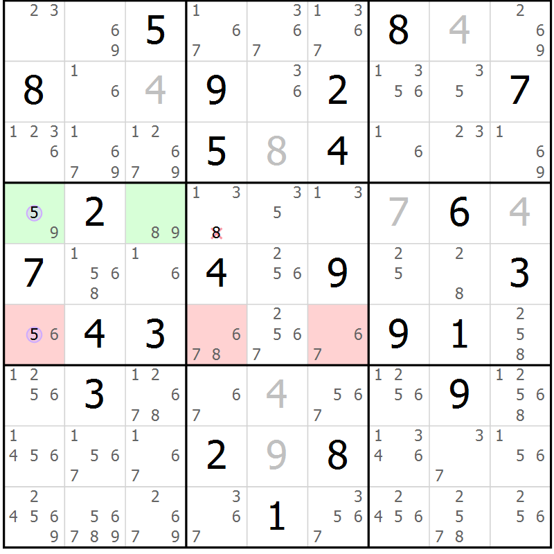 Position des candidats pour la solution de la Gr 52 page 55 du magazine de sudoku Suprême n° 023