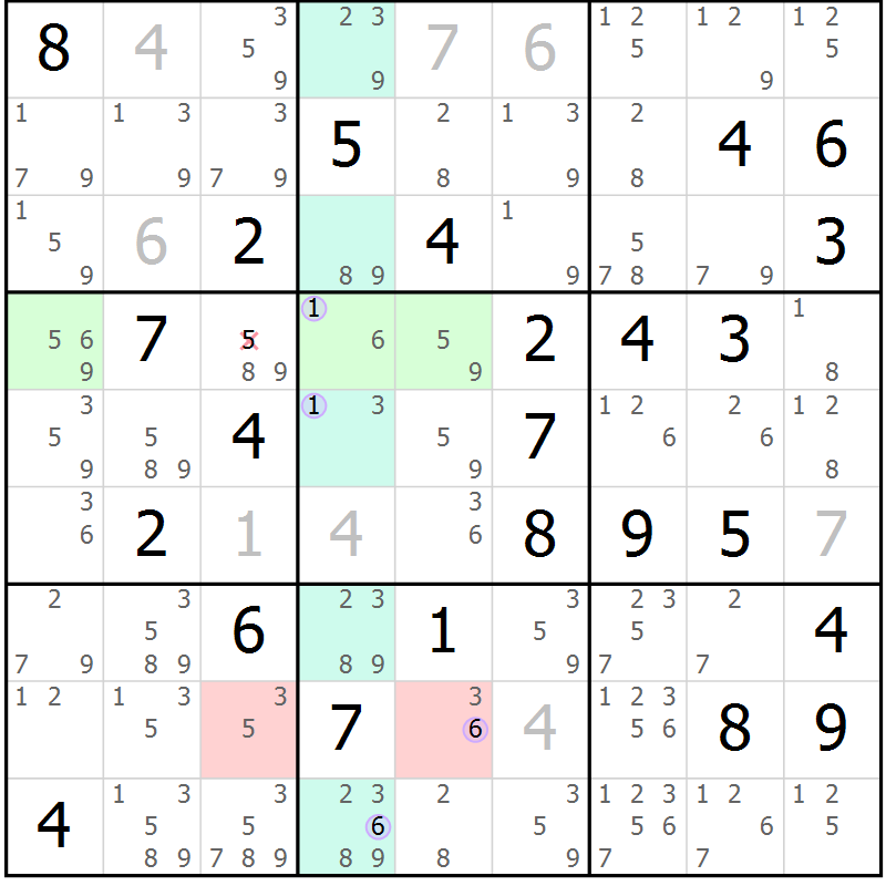 Position des candidats pour la solution de la Gr 53 page 56 du magazine de sudoku Suprême n° 023