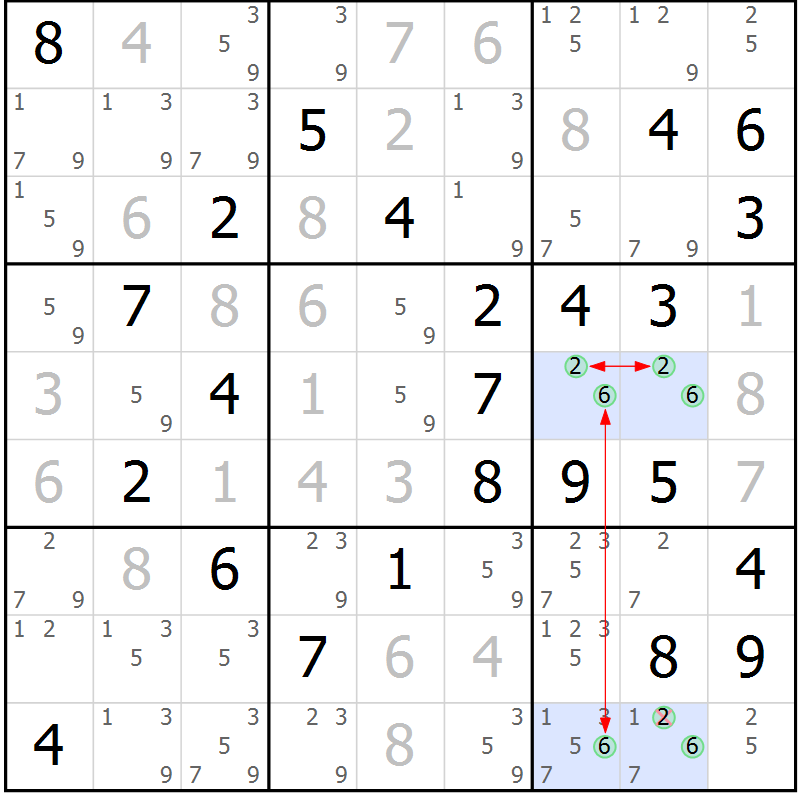 Position des candidats pour la solution de la Gr 53 page 56 du magazine de sudoku Suprême n° 023