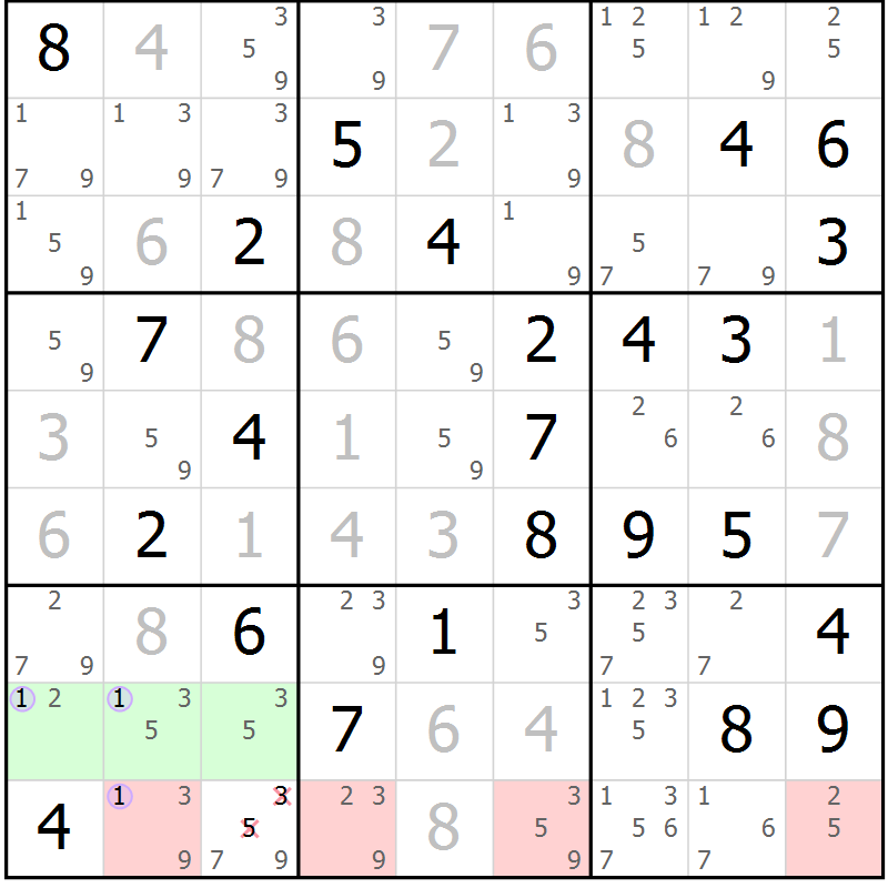 Position des candidats pour la solution de la Gr 53 page 56 du magazine de sudoku Suprême n° 023