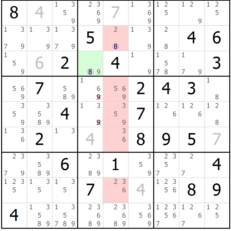 Position des candidats pour la solution de la Gr 53 page 56 du magazine de sudoku Suprême n° 023