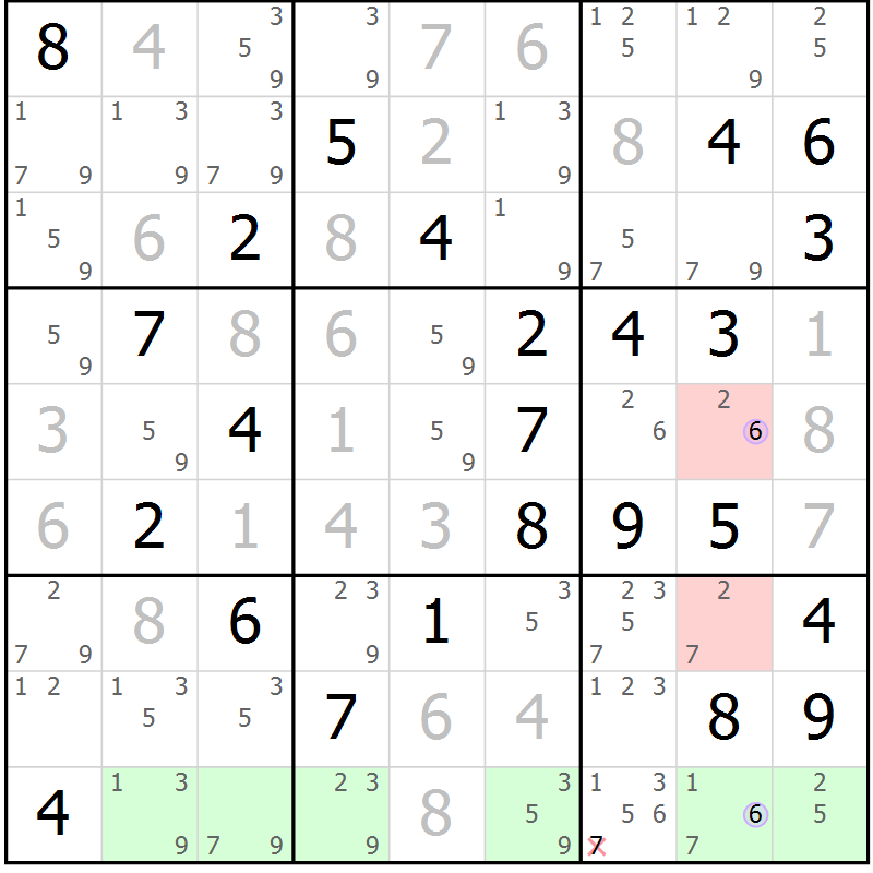 Position des candidats pour la solution de la Gr 53 page 56 du magazine de sudoku Suprême n° 023