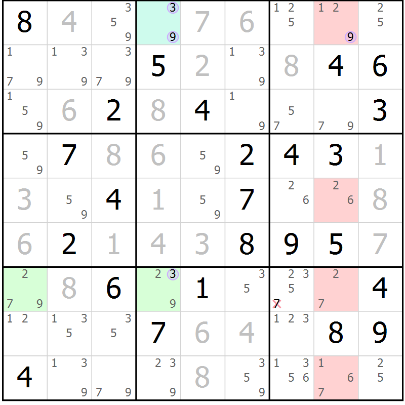 Position des candidats pour la solution de la Gr 53 page 56 du magazine de sudoku Suprême n° 023