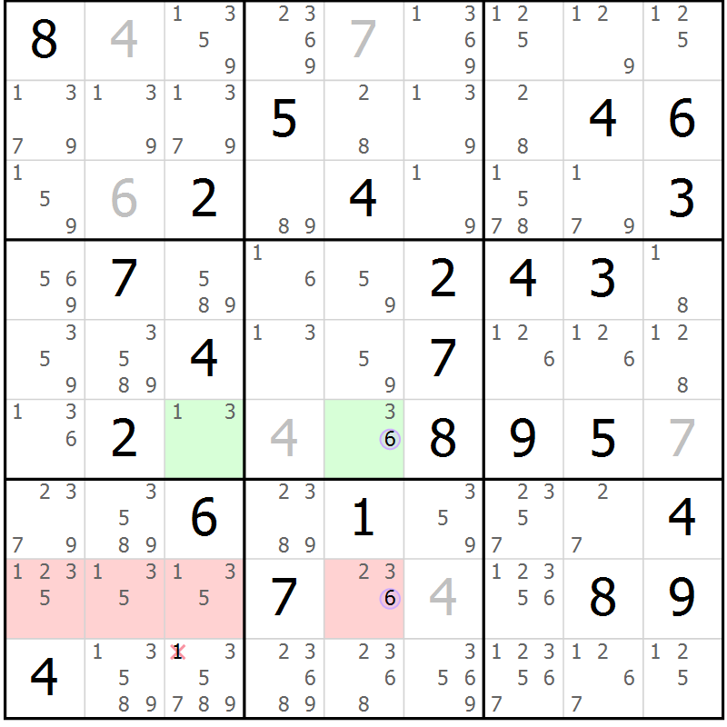 Position des candidats pour la solution de la Gr 53 page 56 du magazine de sudoku Suprême n° 023