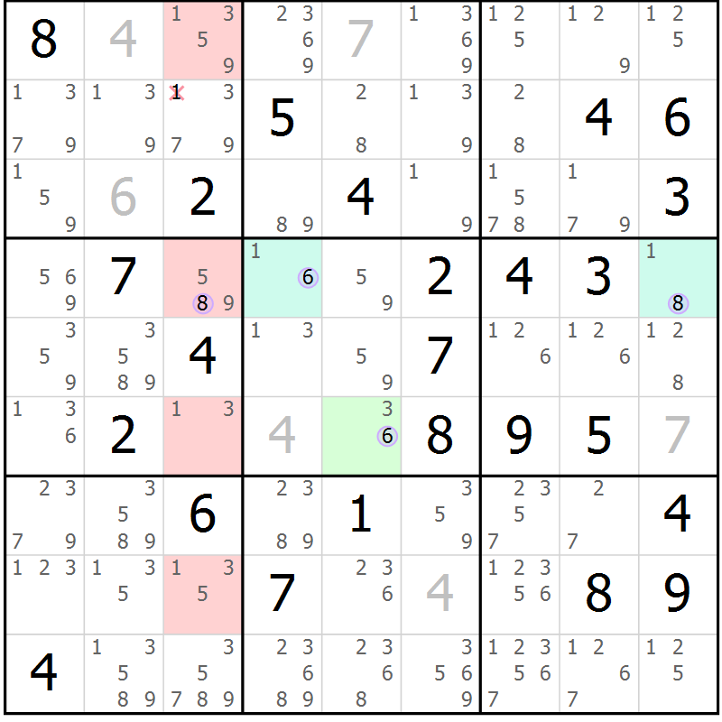Position des candidats pour la solution de la Gr 53 page 56 du magazine de sudoku Suprême n° 023