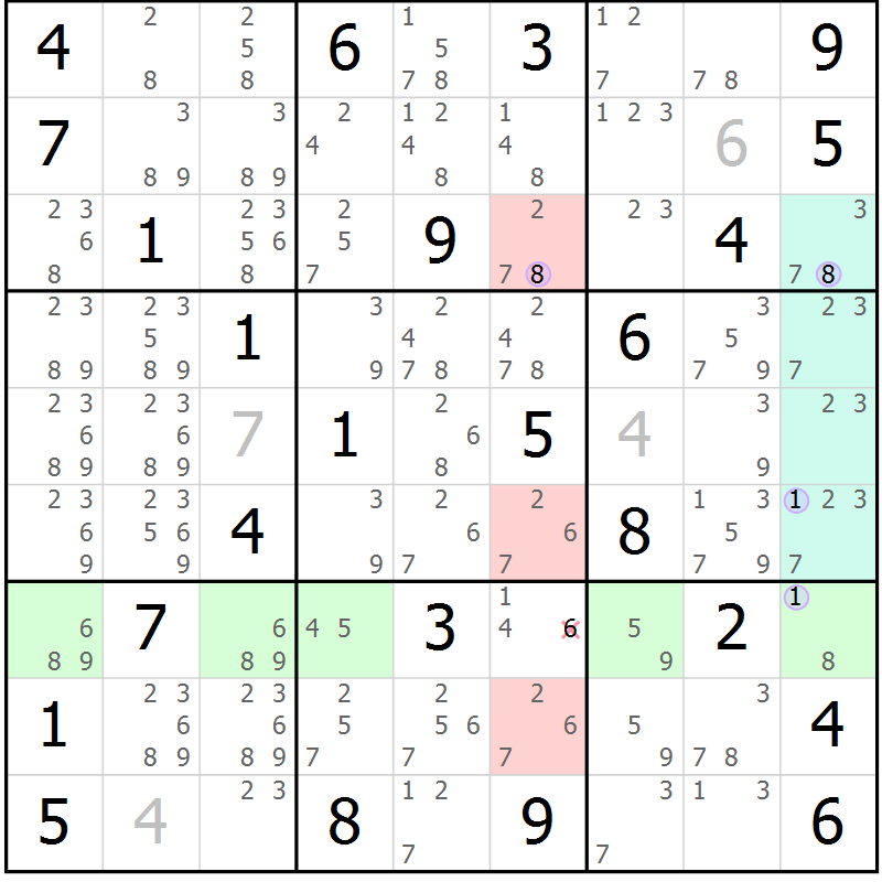 Position des candidats pour la solution de la Gr 55 page 58 du magazine de sudoku Suprême n° 023