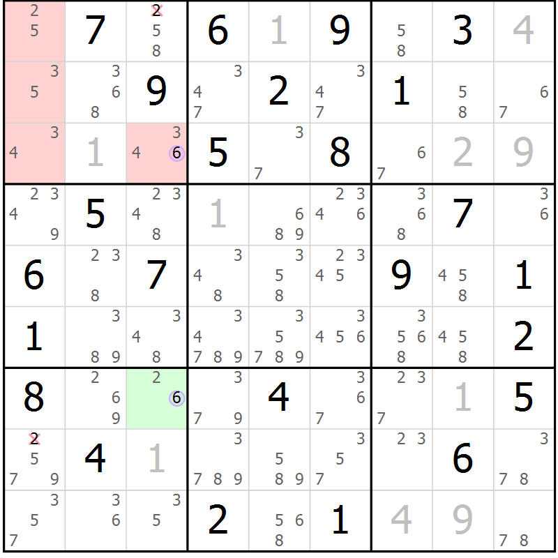 Position des candidats pour la solution de la Gr 57 page 60 du magazine de sudoku Suprême n° 023