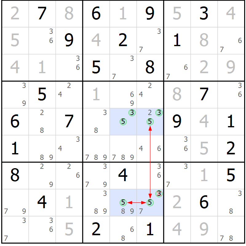 Position des candidats pour la solution de la Gr 57 page 60 du magazine de sudoku Suprême n° 023