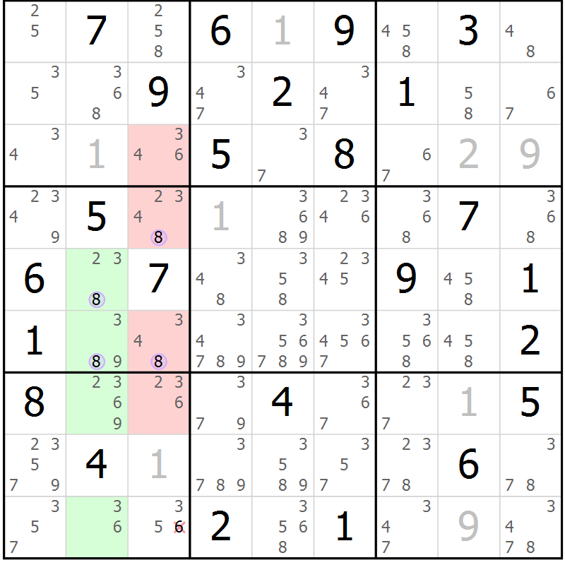 Position des candidats pour la solution de la Gr 57 page 60 du magazine de sudoku Suprême n° 023