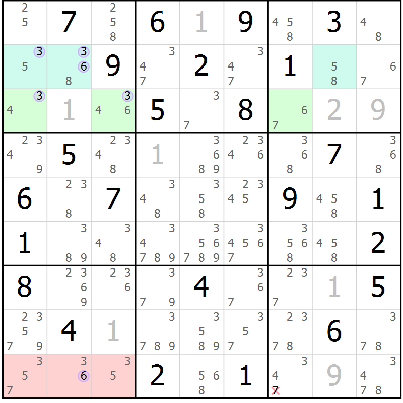Position des candidats pour la solution de la Gr 57 page 60 du magazine de sudoku Suprême n° 023