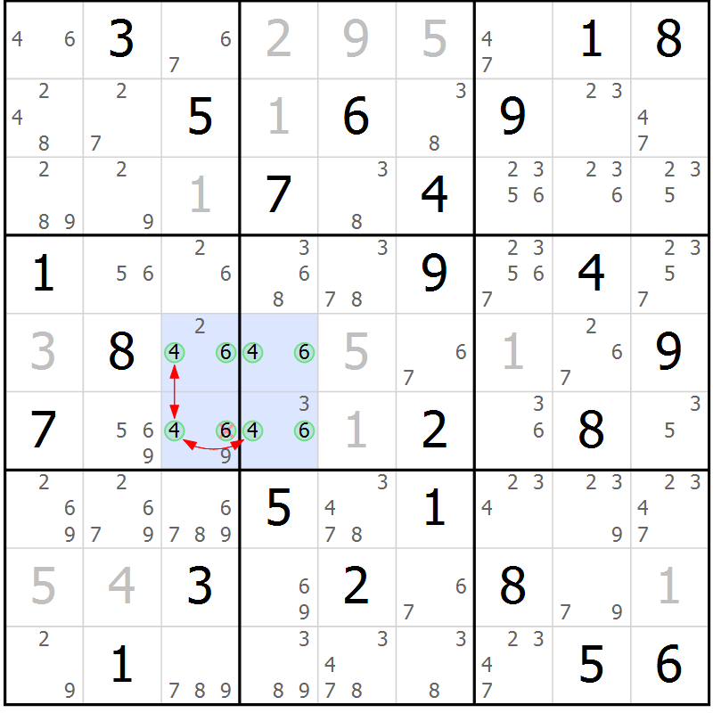 Position des candidats pour la solution de la Gr 58 page 61 du magazine de sudoku Suprême n° 023
