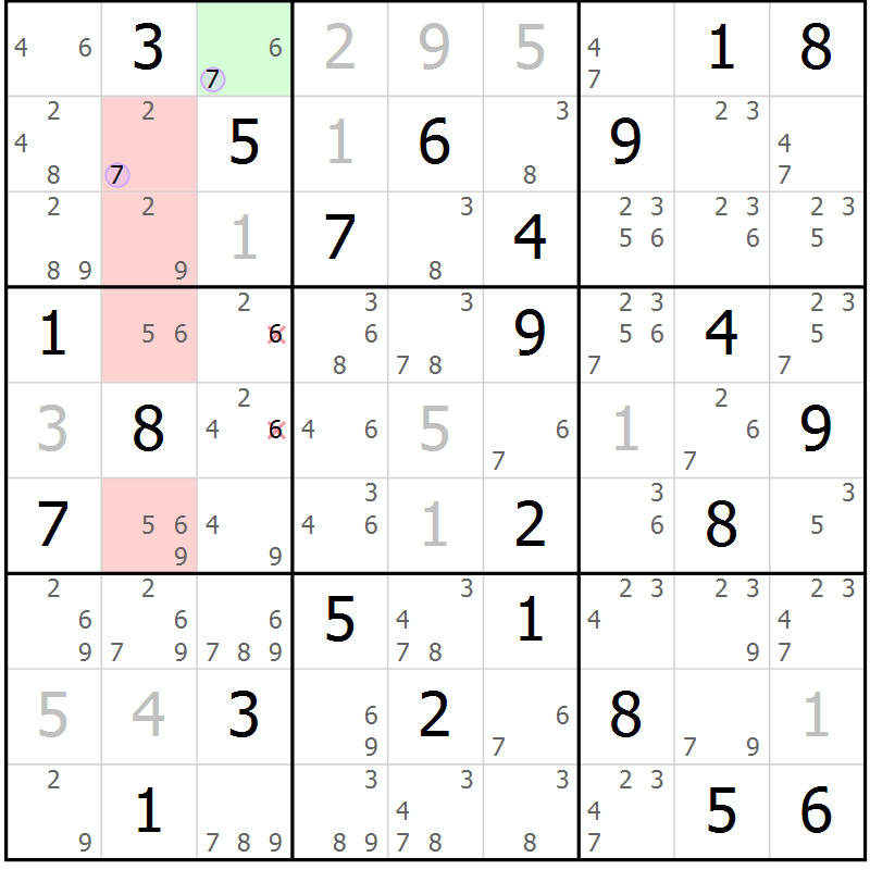 Position des candidats pour la solution de la Gr 58 page 61 du magazine de sudoku Suprême n° 023