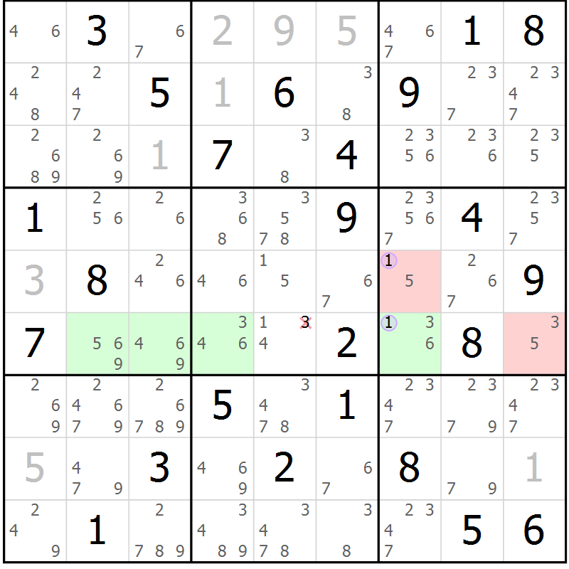 Position des candidats pour la solution de la Gr 58 page 61 du magazine de sudoku Suprême n° 023