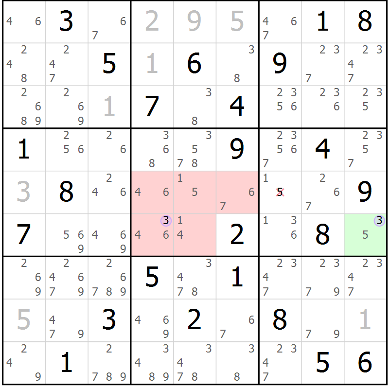 Position des candidats pour la solution de la Gr 58 page 61 du magazine de sudoku Suprême n° 023