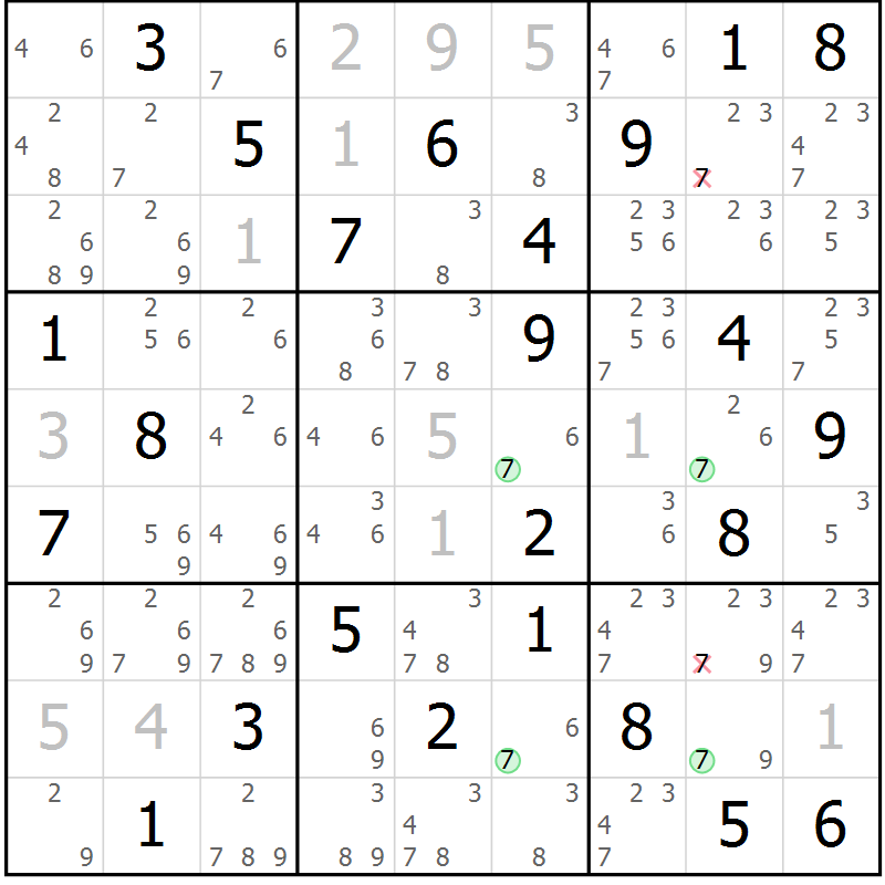 Position des candidats pour la solution de la Gr 58 page 61 du magazine de sudoku Suprême n° 023