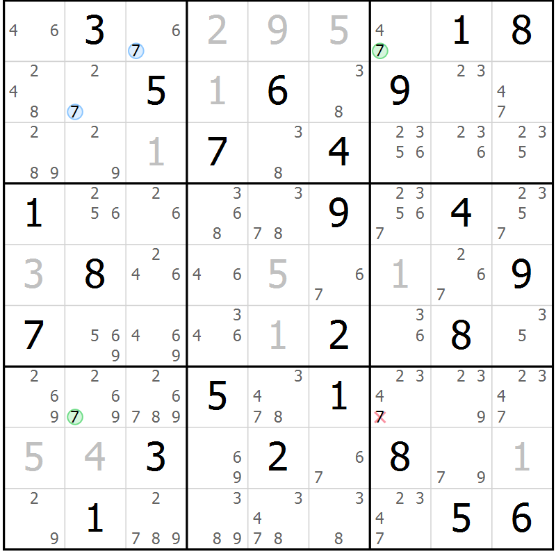 Position des candidats pour la solution de la Gr 58 page 61 du magazine de sudoku Suprême n° 023