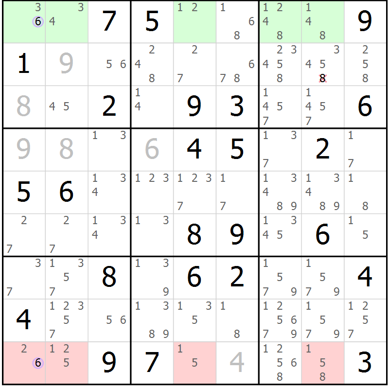 Position des candidats pour la solution de la Gr 59 page 62 du magazine de sudoku Suprême n° 023