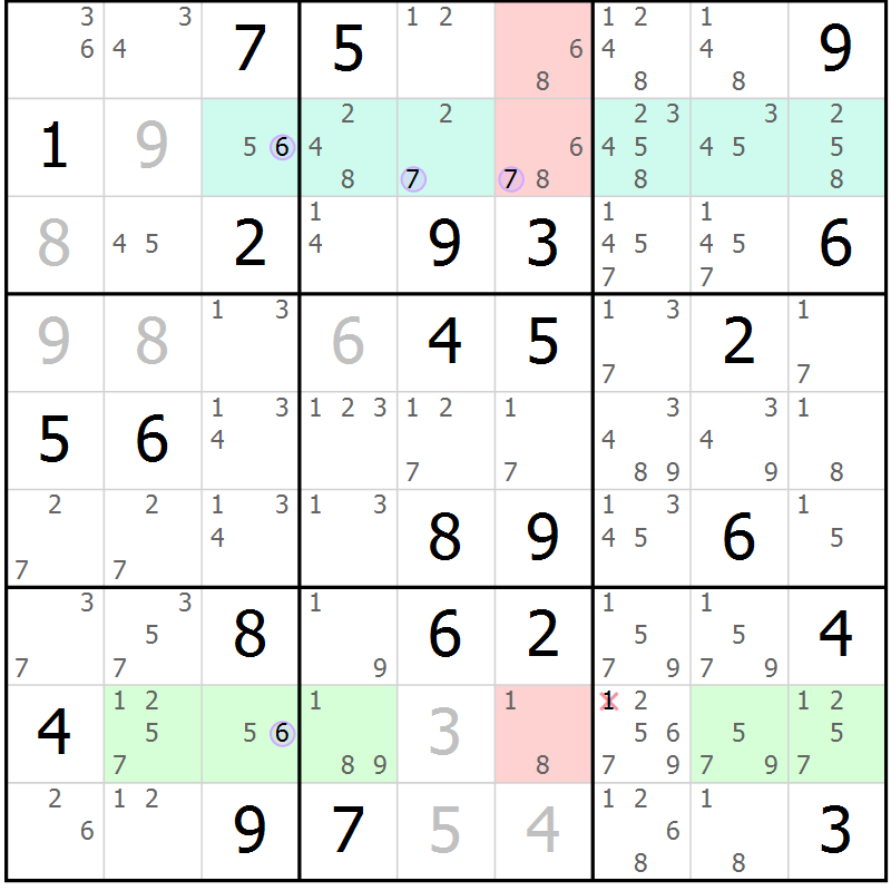 Position des candidats pour la solution de la Gr 59 page 62 du magazine de sudoku Suprême n° 023