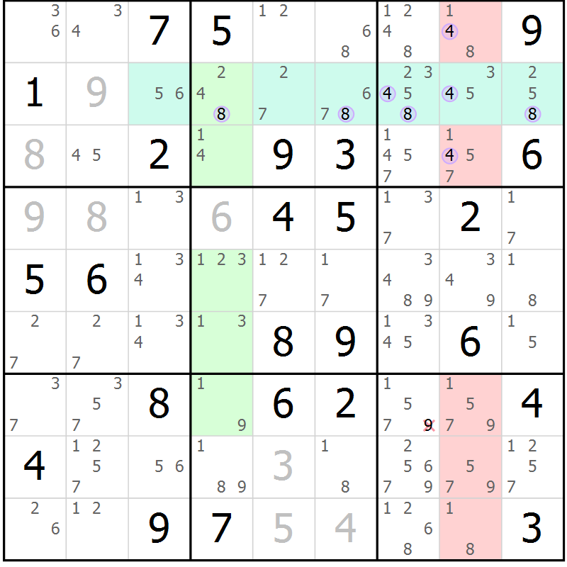 Position des candidats pour la solution de la Gr 59 page 62 du magazine de sudoku Suprême n° 023