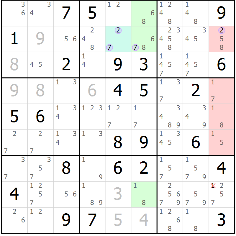 Position des candidats pour la solution de la Gr 59 page 62 du magazine de sudoku Suprême n° 023