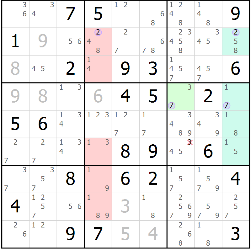 Position des candidats pour la solution de la Gr 59 page 62 du magazine de sudoku Suprême n° 023
