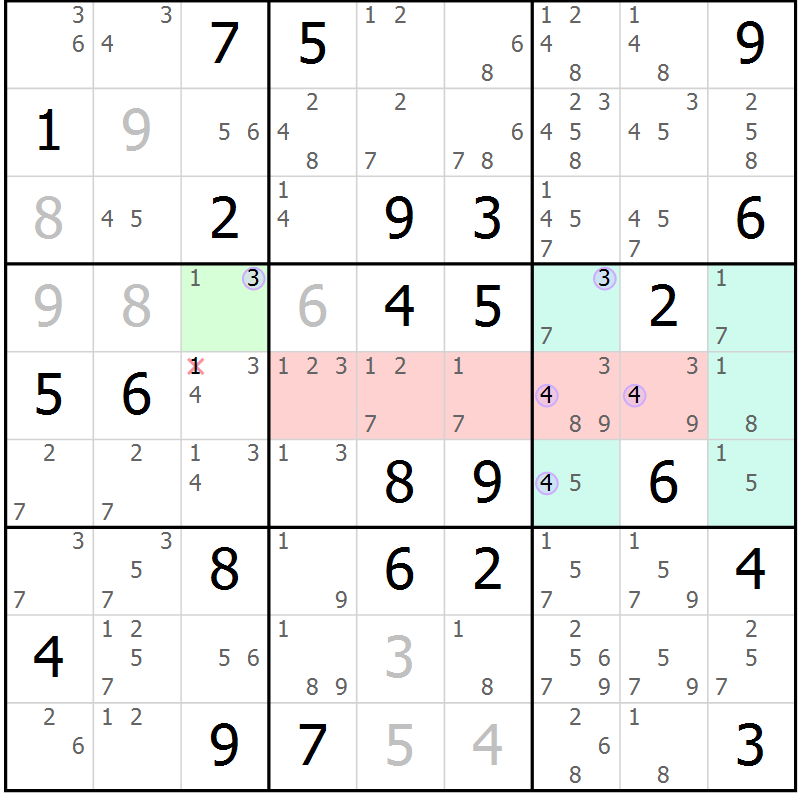 Position des candidats pour la solution de la Gr 59 page 62 du magazine de sudoku Suprême n° 023